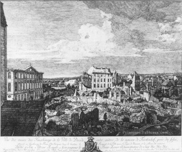  Bernardo Peintre - Dresde Les ruines de la Pirnaische Vorstadt etching urbain Bernardo Bellotto